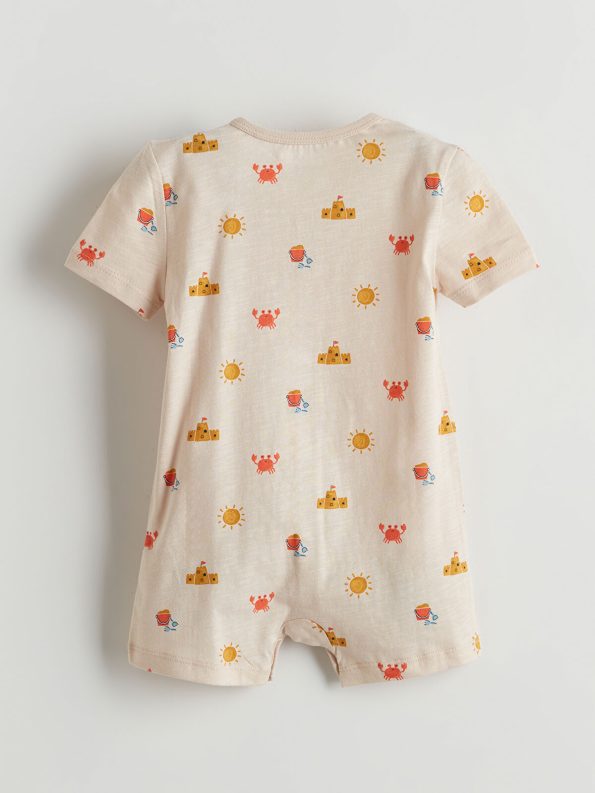 LCW Baby Beige Organic Cotton Printed Baby Romper