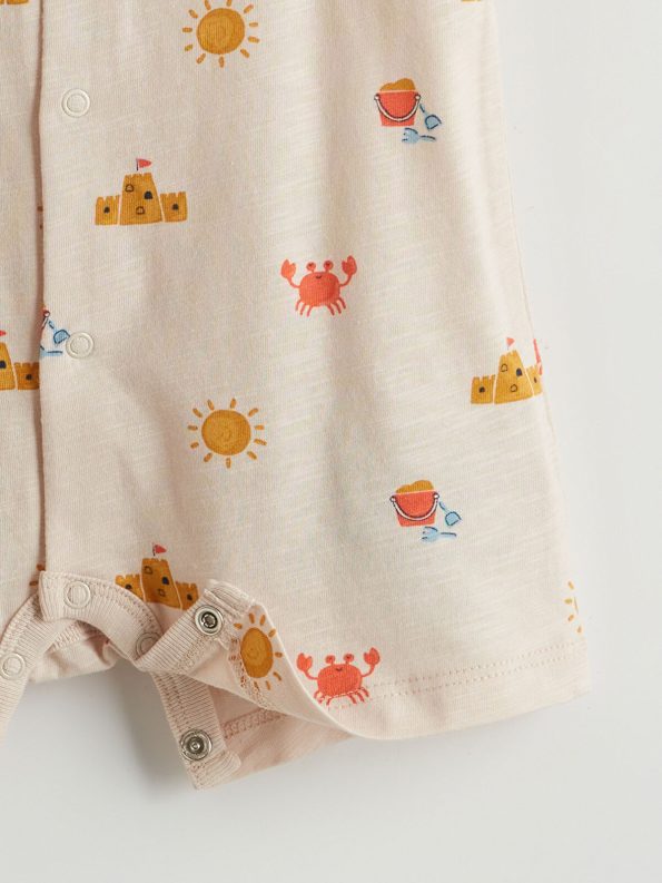 LCW Baby Beige Organic Cotton Printed Baby Romper