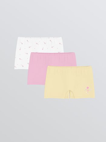 Printed Girl's Boxer Shorts Set of 3