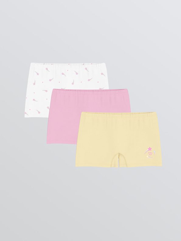 Printed Girl's Boxer Shorts Set of 3