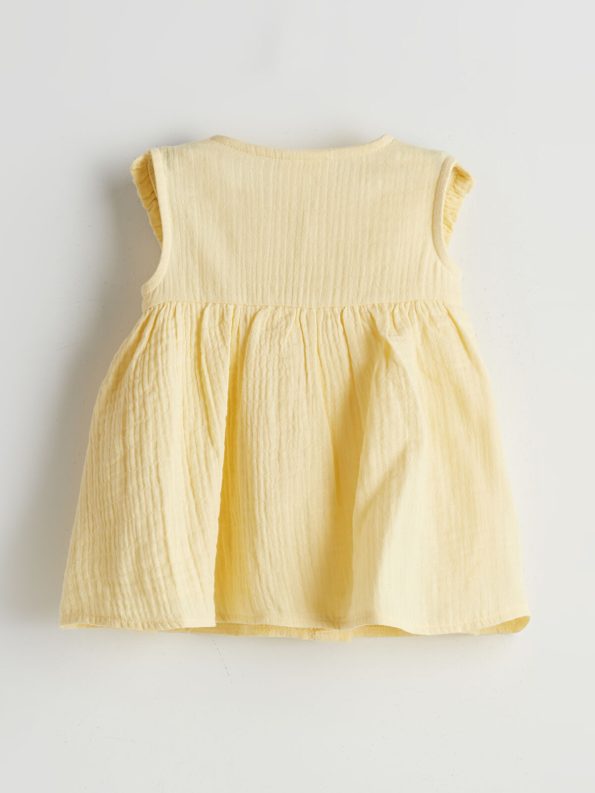 LCW ECO Yellow Floral Muslin Dress for Baby Girls