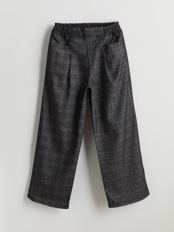 LCW Kids Gray Checkered Wide Leg Pants for Girls