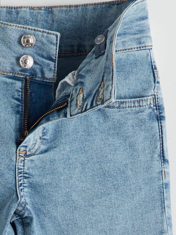 LCW Kids Adjustable Waistband Blue Flared Jeans for Girls