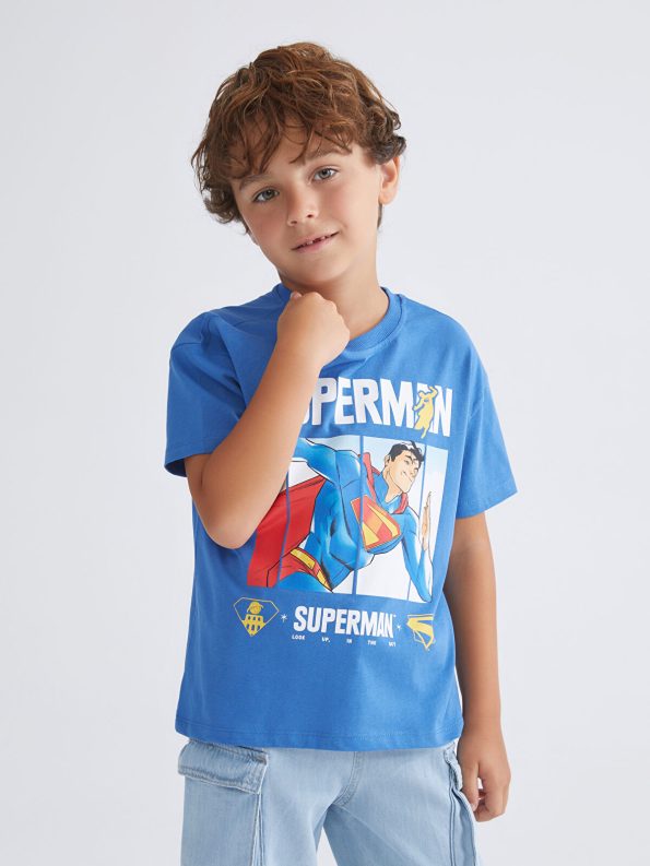 LCW Kids Blue Superman Printed Boys T-Shirt