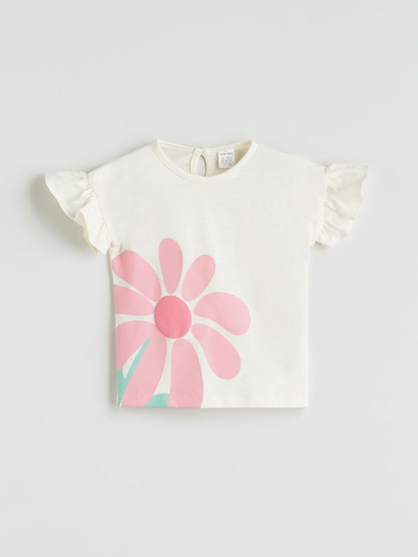 LCW Baby Beige Floral Girls' Blouse and Shorts Set