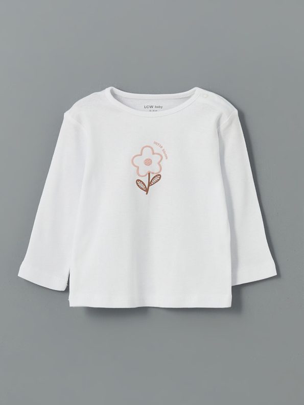 LCW Baby Ivory Bicycle Neck Girl Baby T-Shirt and Leggings Set