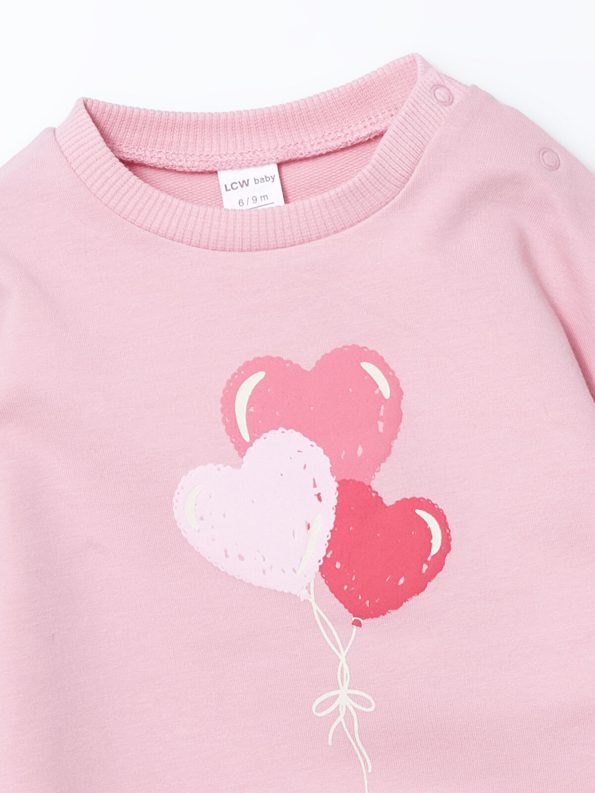 LCW Baby Pink Printed Sweatshirt and Pants Set