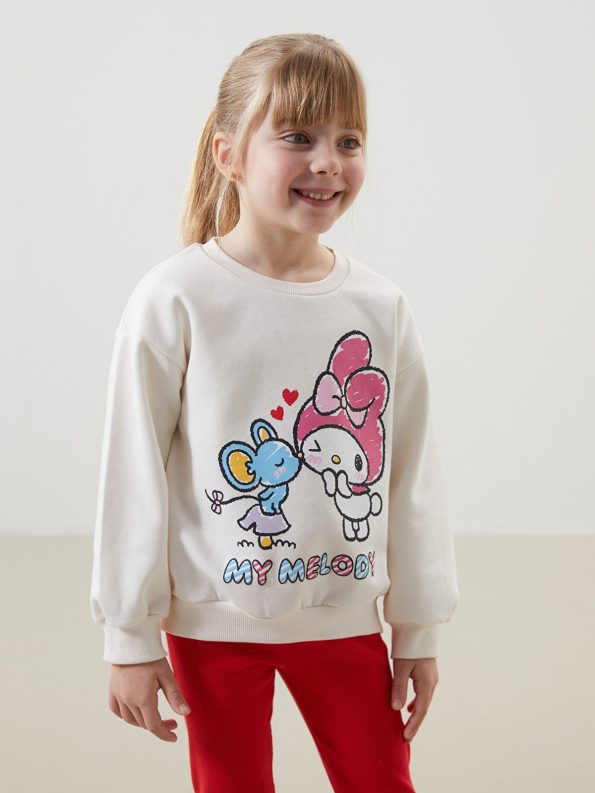 LCW Kids Cream Hello Kitty Printed Girls Sweatshirt