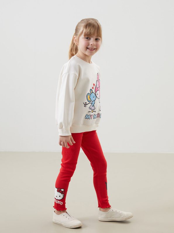 LCW Kids Cream Hello Kitty Printed Girls Sweatshirt