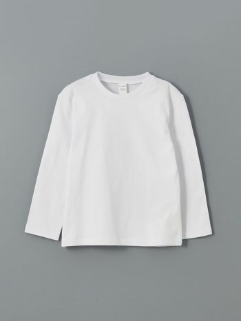 LCW Kids White Crew Neck Basic Boys T-Shirt