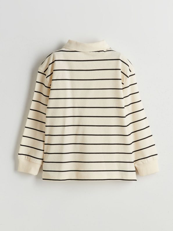 LCW Kids Cream Striped Polo Shirt for Boys