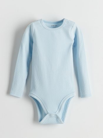 LCW Baby Blue Crew Neck Basic Baby Boy Overall