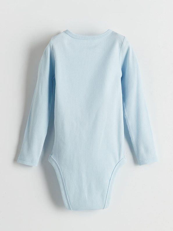 LCW Baby Blue Crew Neck Basic Baby Boy Overall