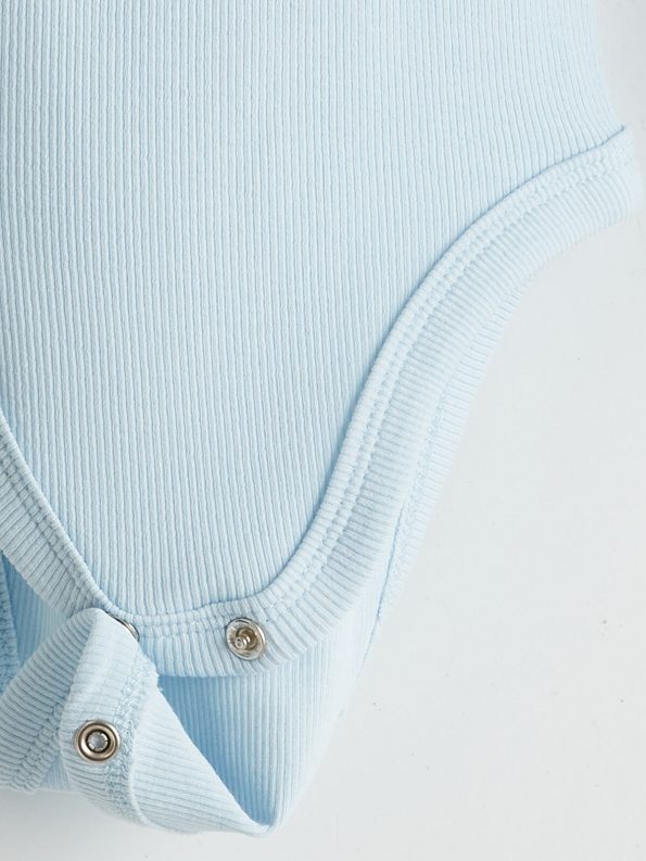 LCW Baby Blue Crew Neck Basic Baby Boy Overall