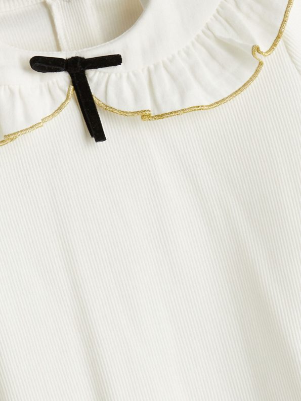 LCW Kids Ivory Ribbon Detail Ribbed T-Shirt