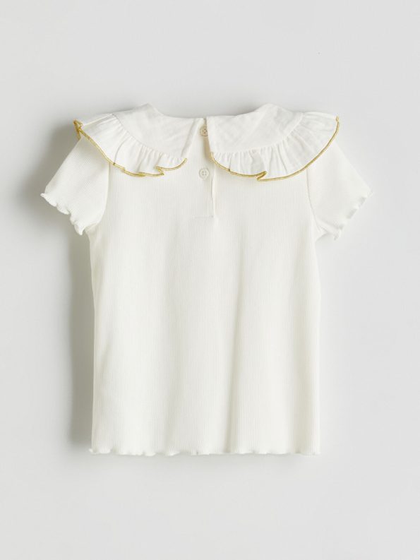 LCW Kids Ivory Ribbon Detail Ribbed T-Shirt
