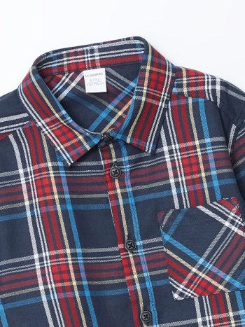 LCW Kids Navy Checkered Cotton Shirt for Boys