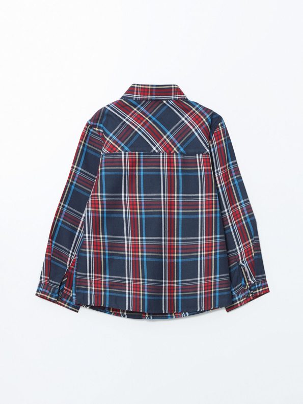 LCW Kids Navy Checkered Cotton Shirt for Boys