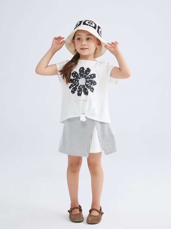 LCW Kids Cream Floral Blouse and Skirt Set