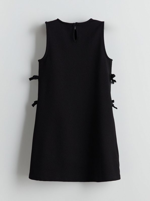 LCW Kids Black Round Neck Bow Detail Dress