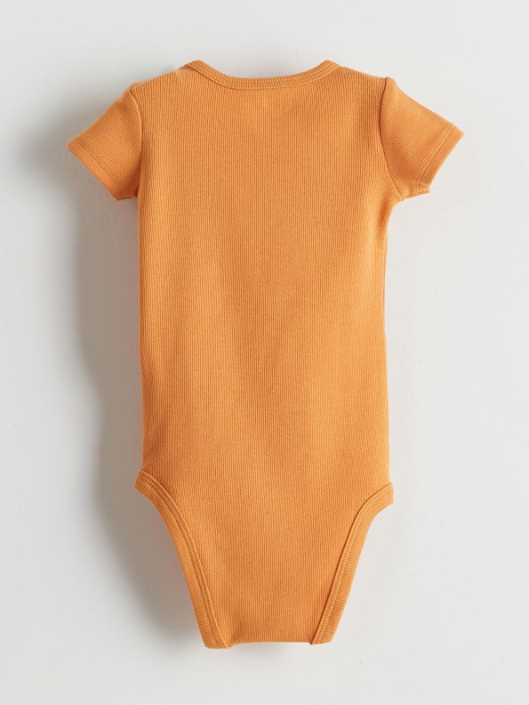 LCW Baby Orange Crew Neck Basic Bodysuit for Boys