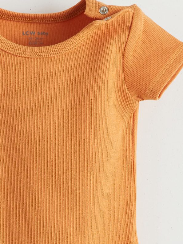 LCW Baby Orange Crew Neck Basic Bodysuit for Boys