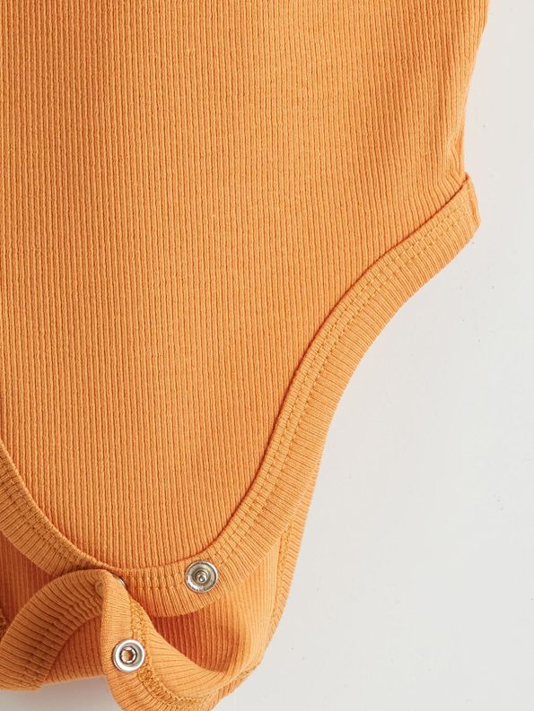LCW Baby Orange Crew Neck Basic Bodysuit for Boys