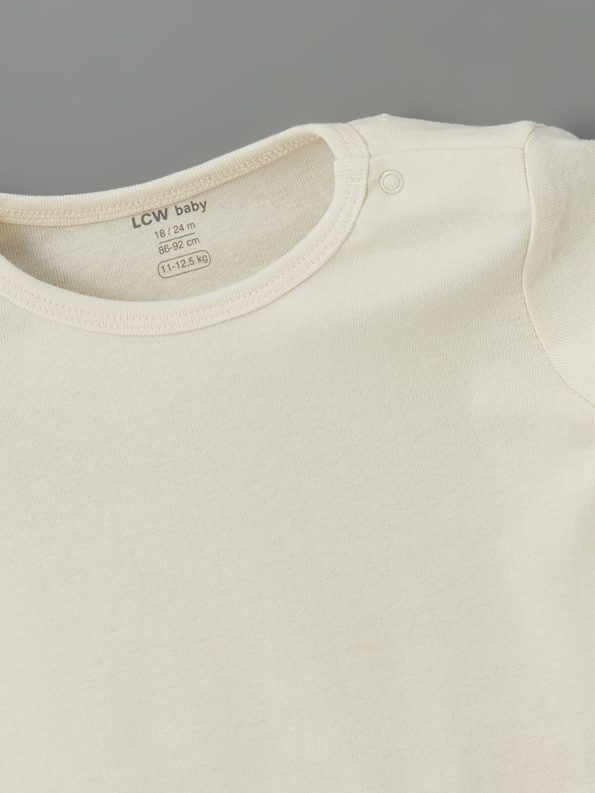 LCW Baby Beige Short Sleeve Basic Bodysuit for Boys