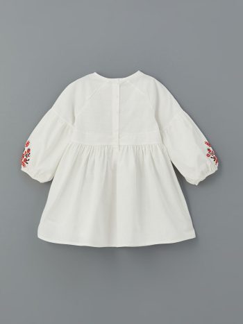 LCW Kids Cream Bicycle Neck Girl's Cotton Dress