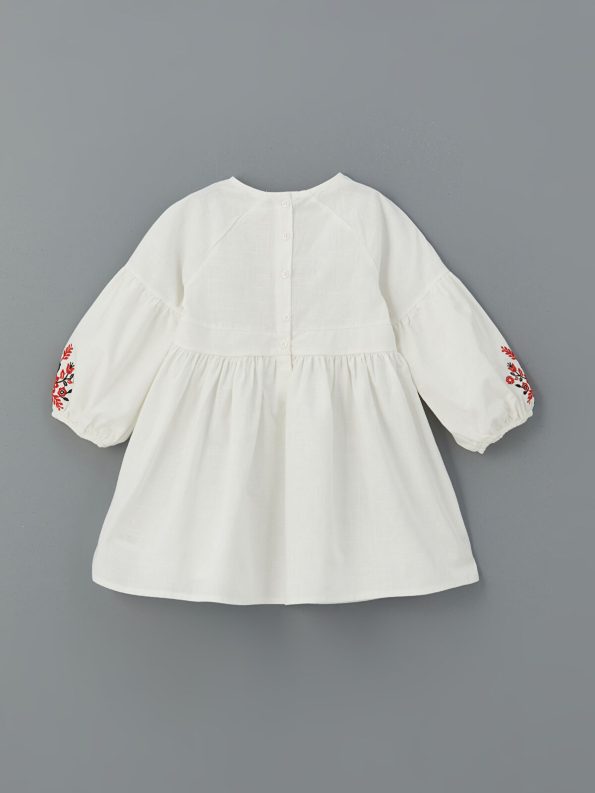 LCW Kids Cream Bicycle Neck Girl's Cotton Dress