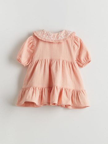 LCW Baby Pink Floral Muslin Dress for Girls