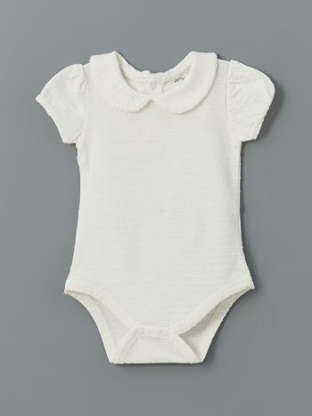 LCW Baby Cream Peter Pan Collar Basic Baby Girl Bodysuit