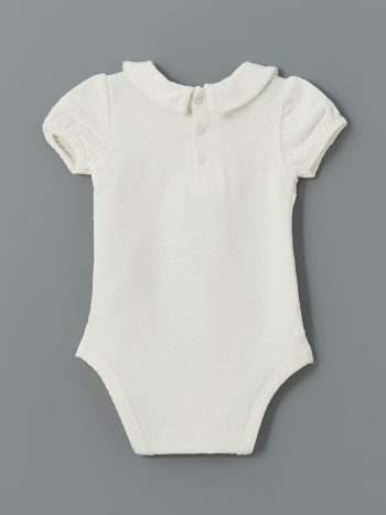LCW Baby Cream Peter Pan Collar Basic Baby Girl Bodysuit