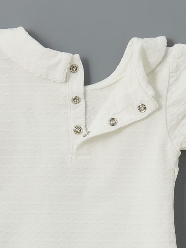 LCW Baby Cream Peter Pan Collar Basic Baby Girl Bodysuit