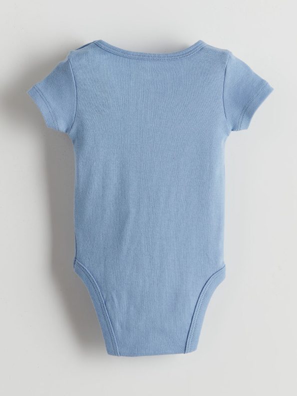 LCW Baby Blue Printed Cotton Bodysuit for Boys