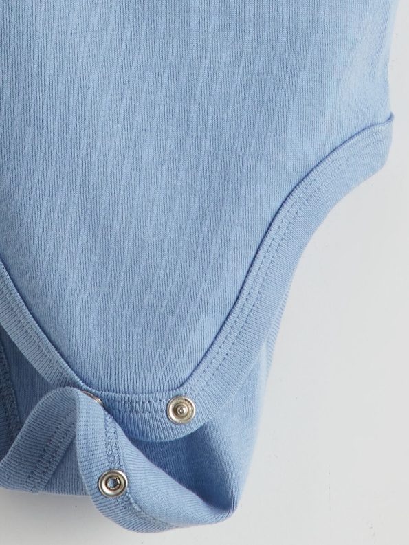 LCW Baby Blue Printed Cotton Bodysuit for Boys