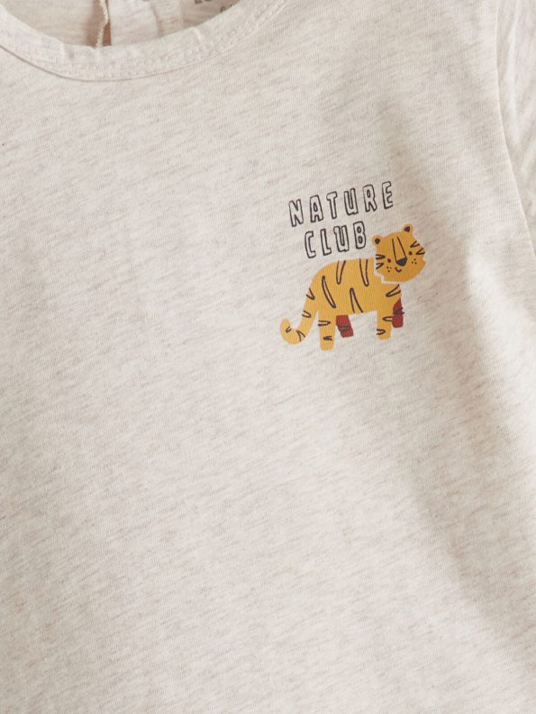 LCW Baby Cream Crew Neck Printed T-Shirt Set for Boys