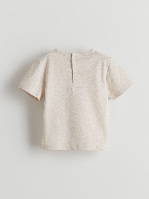 LCW Baby Cream Crew Neck Printed T-Shirt Set for Boys