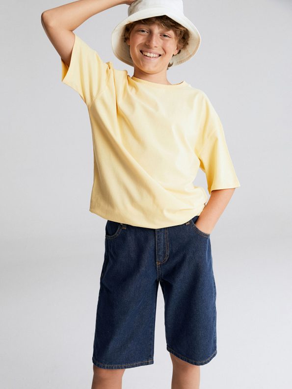 LCW Kids Yellow Comfortable Loose Fit Crew Neck Basic Boys T-Shirt
