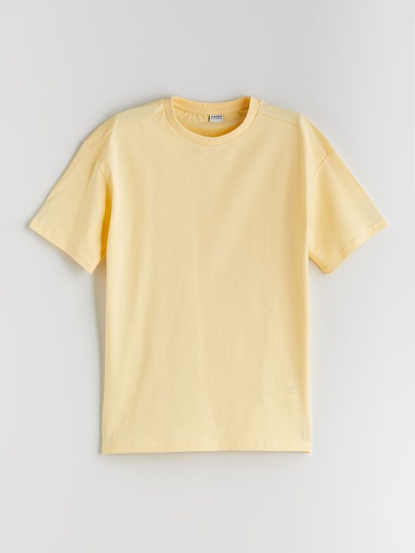LCW Kids Yellow Comfortable Loose Fit Crew Neck Basic Boys T-Shirt