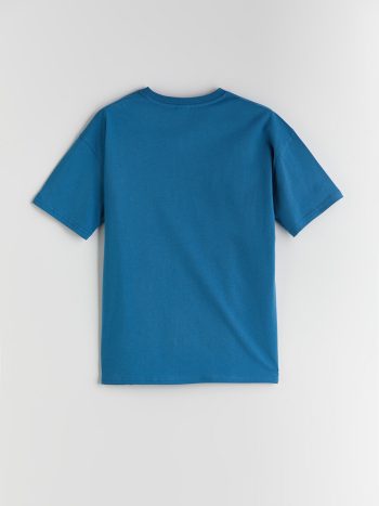 LCW Kids Blue Loose Fit Crew Neck Basic T-Shirt for Boys