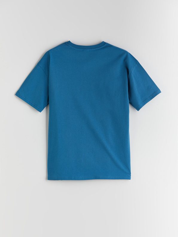 LCW Kids Blue Loose Fit Crew Neck Basic T-Shirt for Boys
