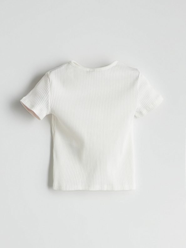 LCW Kids Cream Short Sleeve T-Shirt for Girls