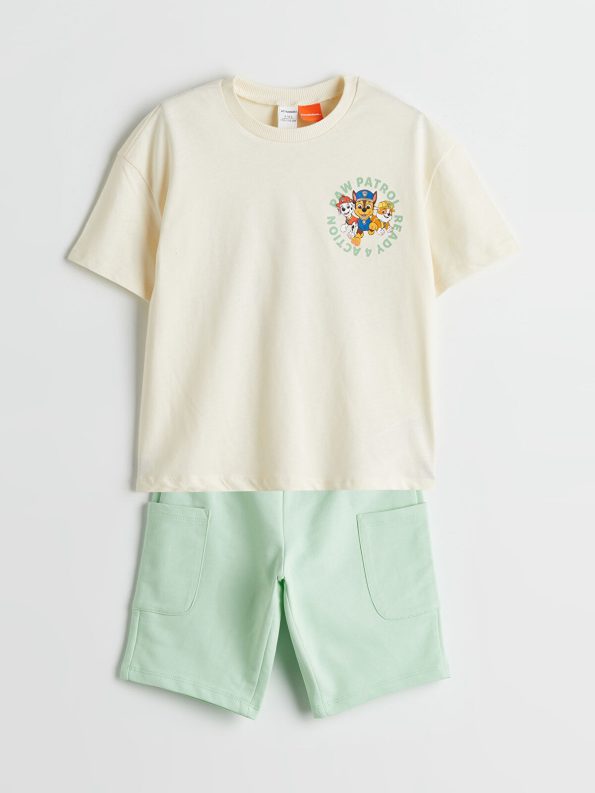 LCW Kids Beige Paw Patrol Printed Boys T-Shirt and Shorts Set