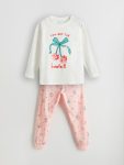 Elastic Waist Flower Print Girls' Pants