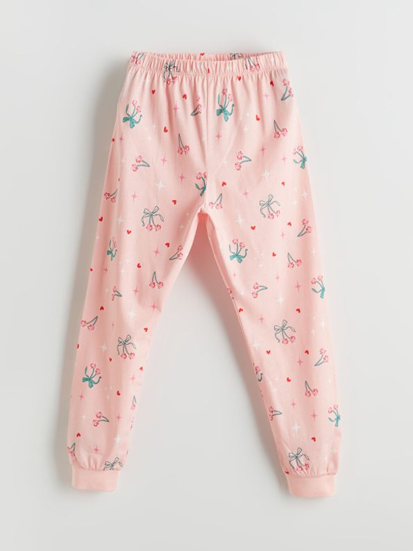 Elastic Waist Flower Print Girls' Pants