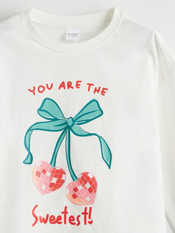 Elastic Waist Flower Print Girls' Pants
