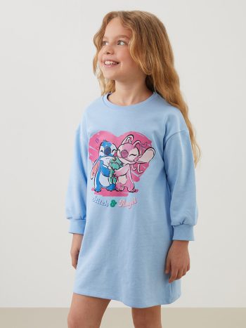 LCW Kids Blue Angel & Stitch Printed Dress