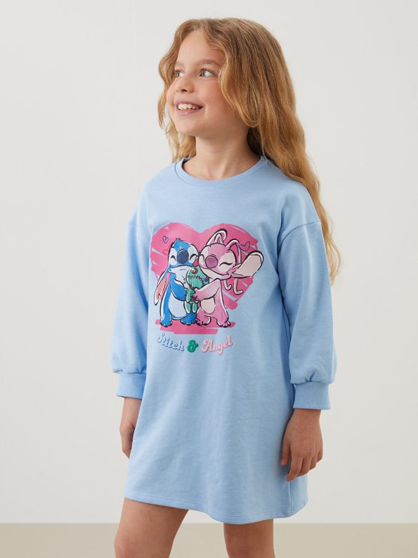 LCW Kids Blue Angel & Stitch Printed Dress