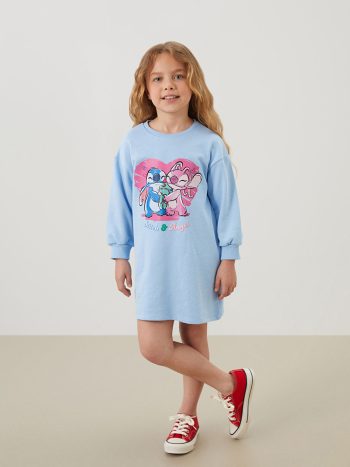 LCW Kids Blue Angel & Stitch Printed Dress
